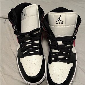 Jordan Black and White Sneakers with Red Highlights